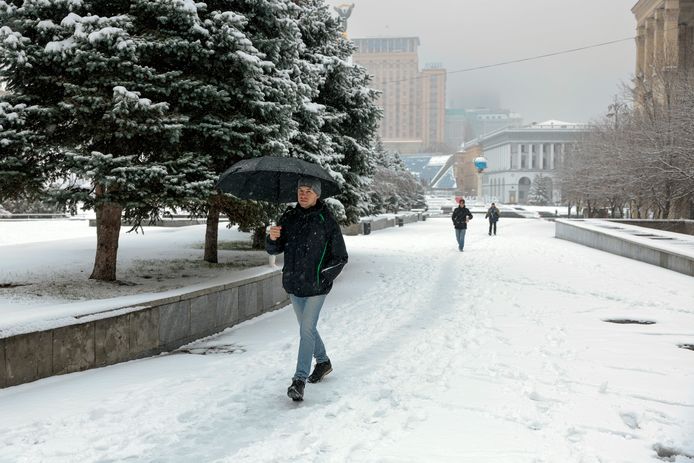 Sneeuw in Kiev.