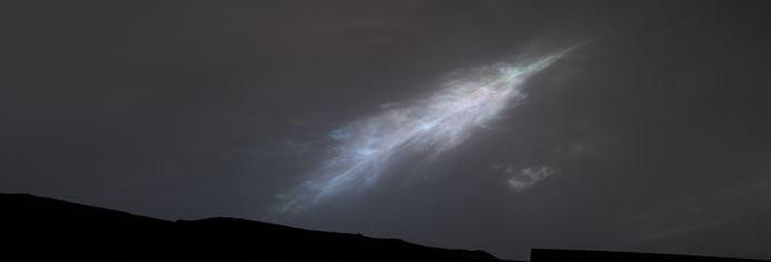 Nuage iridescent capturé par le rover Curiosity depuis Mars.