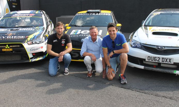 Junior Planckaert (rechts) rijdt straks in een Skoda R5 de ORC Rally in Oostrozebeke, net als Philip Eggermont (midden) en Xavier Beel.