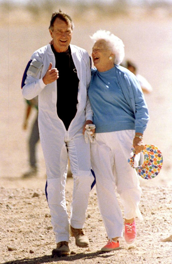 Barbara Bush en haar echtgenoot in 1997.