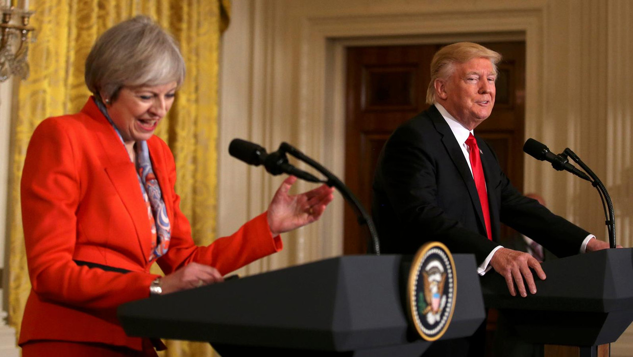 Theresa May en Donald Trump. Beeld reuters