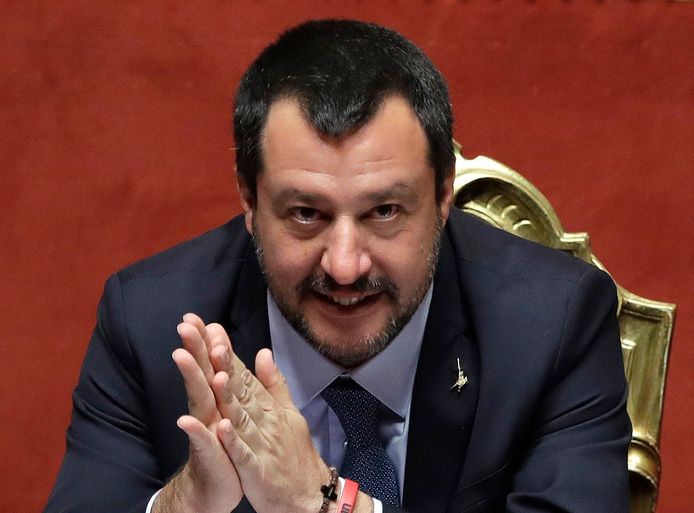 De Italiaanse minister van Binnenlandse Zaken Matteo Salvini.