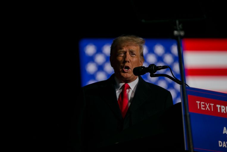 President Donald Trump op 7 november vorig jaar tijdens een campagnebijeenkomst in Dayton in de staat Ohio. Beeld NYT