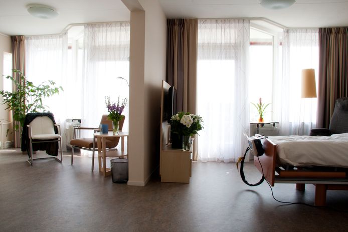 Een kamer van een bewoner in de huidige behuizing van Hospice Delft aan het Vorrinkplein.