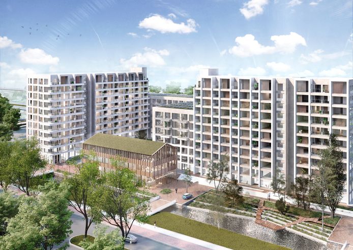 Een voorbeeld van de nieuwe woningen in  de Zoetermeerse wijk Entree. Dit is het project terra Nova, renovatie van oude kantoren tot woningen.