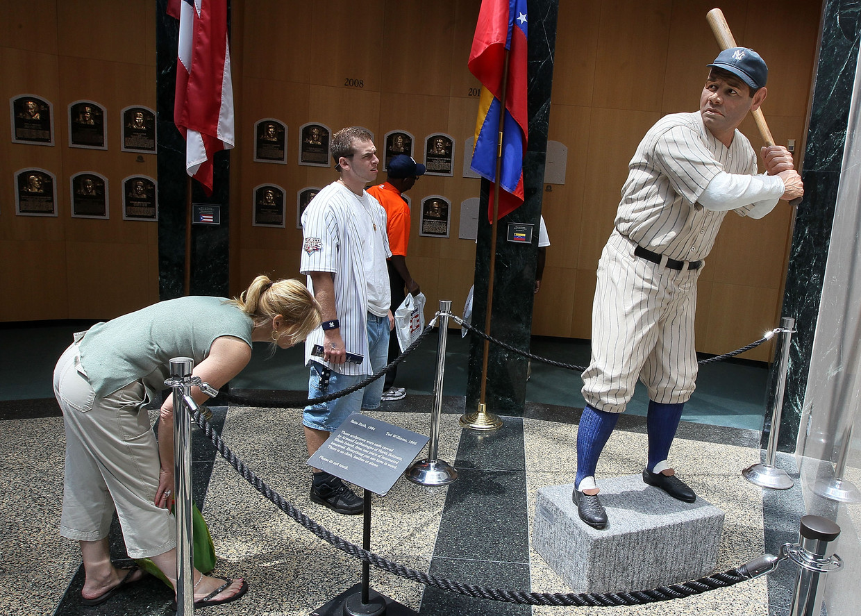 Ook nu nog trekt een beeld van Babe Ruth veel aandacht in de Hall of Fame. Beeld Getty Images