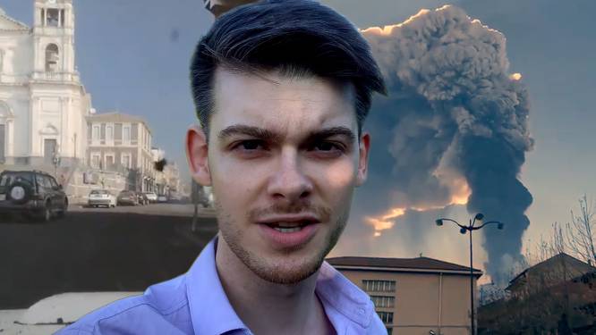 Bestuurder filmt hoe vulkanisch puin op auto tikt tijdens nieuwe uitbarsting Etna