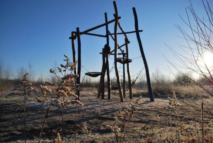 De nieuwe speelzone in het Zwijntjesbos.