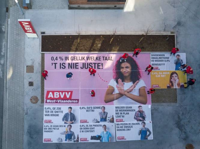 ABVV geeft krachtig signaal voor meer dan 0,4 procent loonsverhoging met West-Vlaams getinte spandoeken