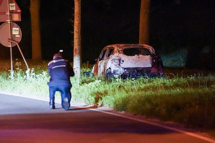 The burnt-out car was found about eight kilometers from the flat.