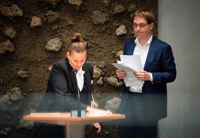 Kamerlid Pepijn van Houwelingen (FVD) tijdens een eerder debat.