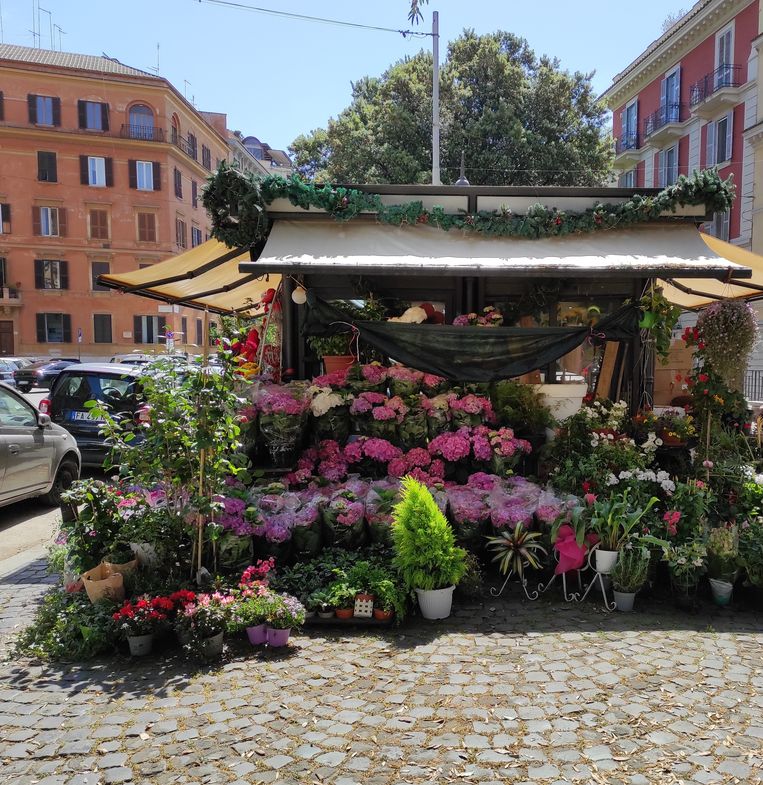 Een andere bloemenstal in Rome. Beeld Getty 