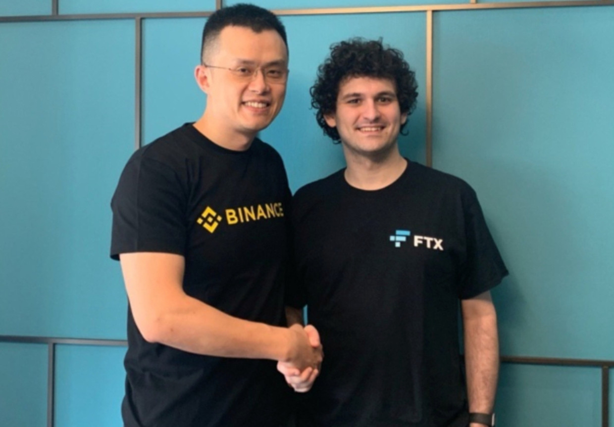 Binance-baas Changpeng Zhao en FTX-topman Sam Bankman-Fried ten tijde van hun deal in 2019. Beeld FTX