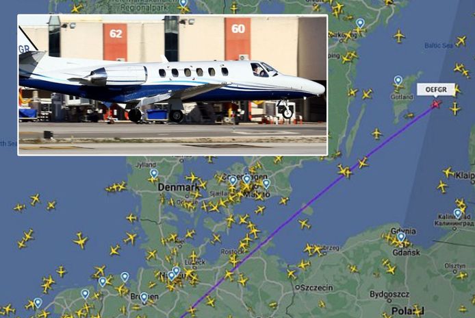 Een screenshot van Flightradar 24 vanaf 4 september 2022, 19:30 uur