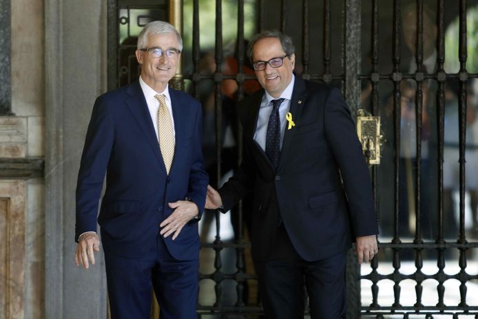 Vlaams minister-president Geert Bourgeois en zijn Catalaanse tegenhanger  Quim Torra.