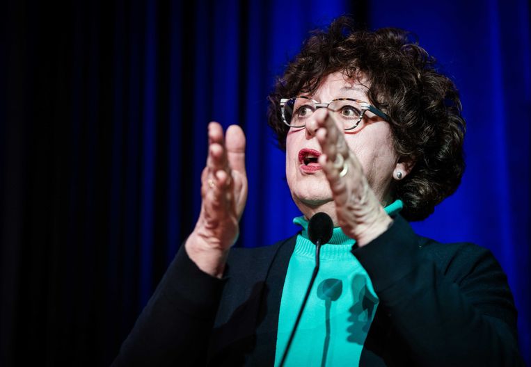 Ilona Lagas tijdens het verkiezingsdebat met lijsttrekkers voor de Eerste Kamer. Beeld ANP