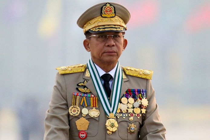 De militaire machthebber van Myanmar, Min Aung Hlaing.