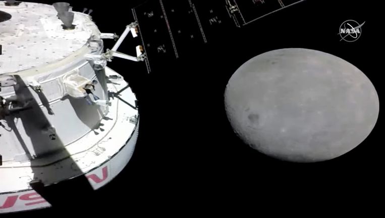 NASA's Orion nadert de maan. 21 november 2022.  Beeld AP