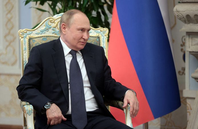 De Russische president Vladimir Poetin in Tadzjikistan.