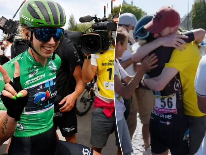 Groene trui Wiebes sprint naar winst in Tour de France Femmes en zorgt voor emotionele gezinshereniging