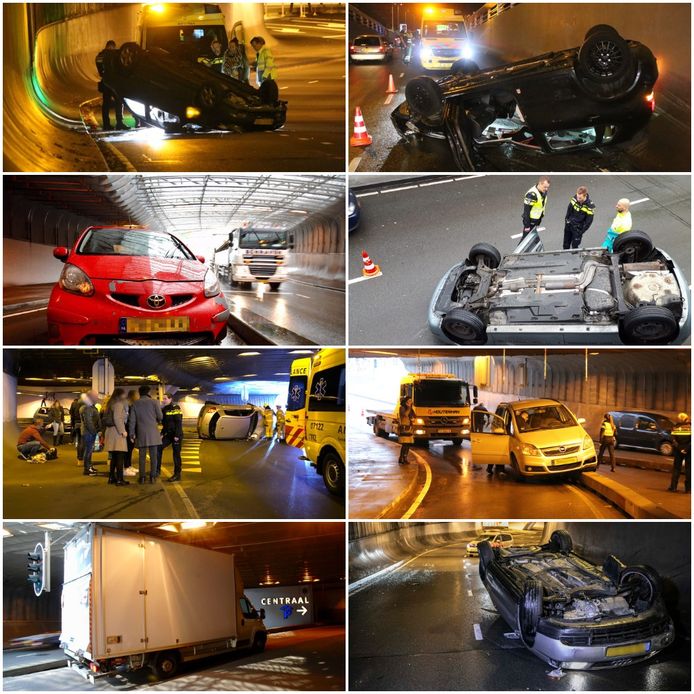 Een kleine greep uit het assortiment aan ongelukken dat de Willemstunnel heeft voortgebracht.