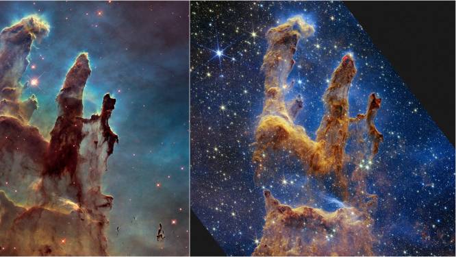 Webb-telescoop maakt adembenemende foto van iconische ‘Zuilen der schepping’ 