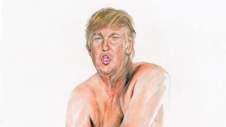 Het kunstwerk van Illma Gore, waarop zij de (toenmalige) Republikeinse presidentskandidaat naakt afbeeldde. Beeld Camera Press / Illma Gore Maddox Gallery