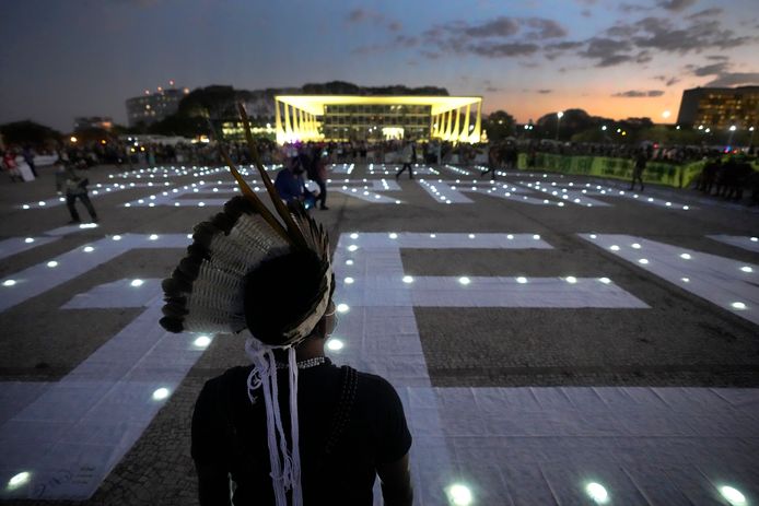 Beelden van het protest in Brasilia.