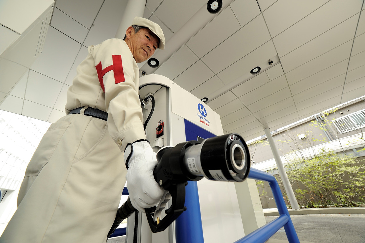 Een waterstoftankstation van Toyota in Tokio.