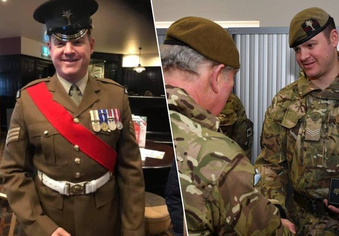 Sergeant Gavin Hillier. In 2019 werd hij gehuldigd door prins Charles (rechts).