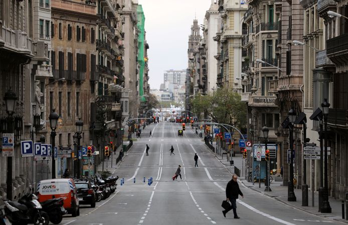 Ook in Barcelona is het nu rustig op straat.