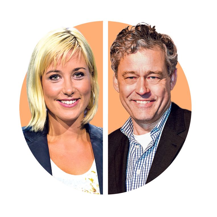 Carrie ten Napel (39) is sportjournaliste. Ze presenteert het NPO Radio-1 programma De Perstribune. Charles Groenhuijsen (65) werkte onder meer voor de NOS, als Amerika-correspondent.  Beeld ANP, HH