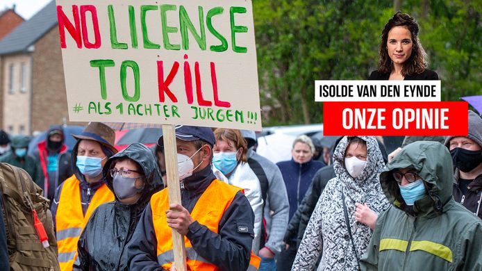Beeld van een van de marsen voor Jürgen Conings afgelopen weekend.