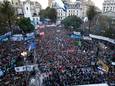 De demonstratie tegen de bezuinigingen in Buenos Aires.