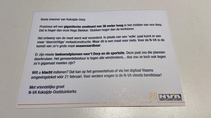 Begin februari verspreidde N-VA deze flyer
