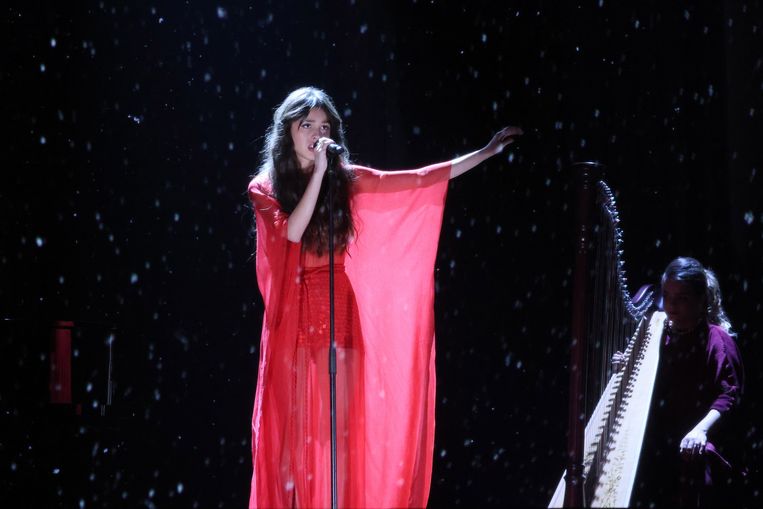 Olivia Rodrigo tijdens de Brit Awards 2021 in Greenwich, begin mei.  Beeld EPA