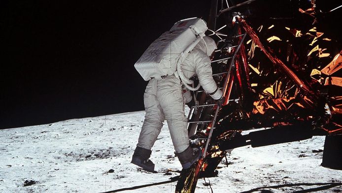 Neil Armstrong tijdens de maanlanding in 1969.