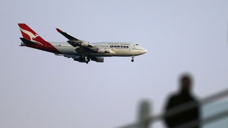 Een Boeing 747 van Qantas landt op de luchthaven van Sydney. Beeld reuters