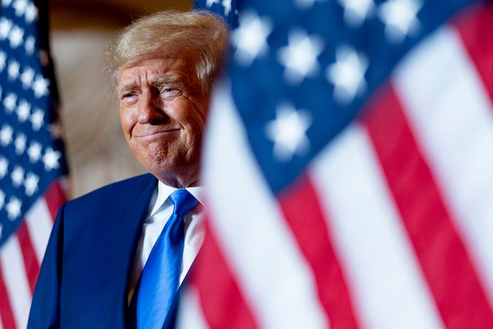 Former President Donald Trump takes the stage to speak at Mar-a-lago on Election Day, Tuesday, Nov. 8, 2022, in Palm Beach, Fla. (AP Photo/Andrew Harnik)