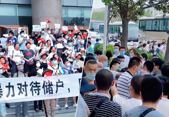 Massaal protest in Zhengzhou, China.