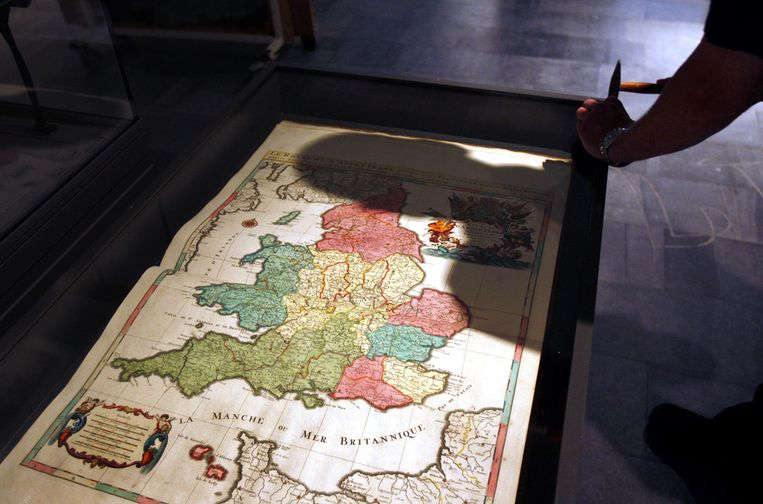 Een kaart van Groot Brittannië. De Amsterdamse cartografie was zeer groot. Een hoogtepunt vormde de Atlas Maior of Grooten Atlas, vanaf 1662 in verschillende edities en talen op de markt gebracht . Beeld ANP