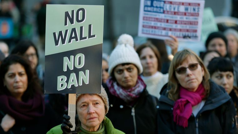 Een demonstratie tegen het inreisverbod van president Donald Trump. Beeld ap
