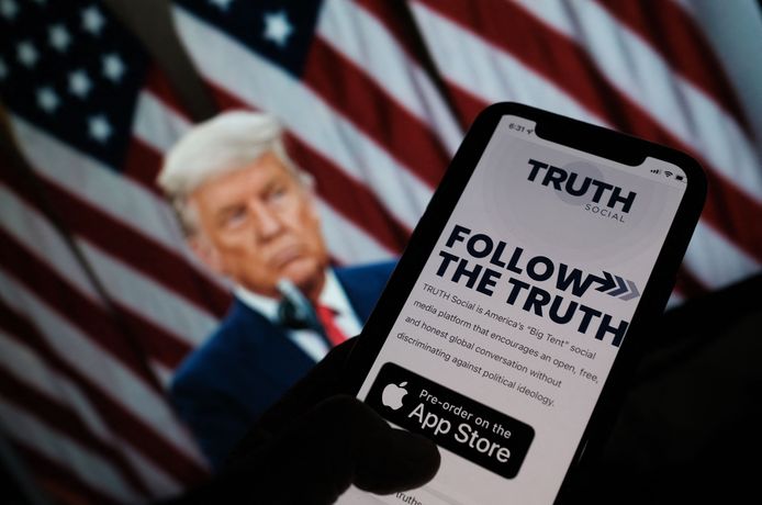 De Truth Social app van de Amerikaanse oud-president Donald Trump.