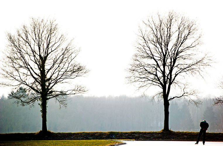 Schaatser bij Noordlaren.  Beeld ANP