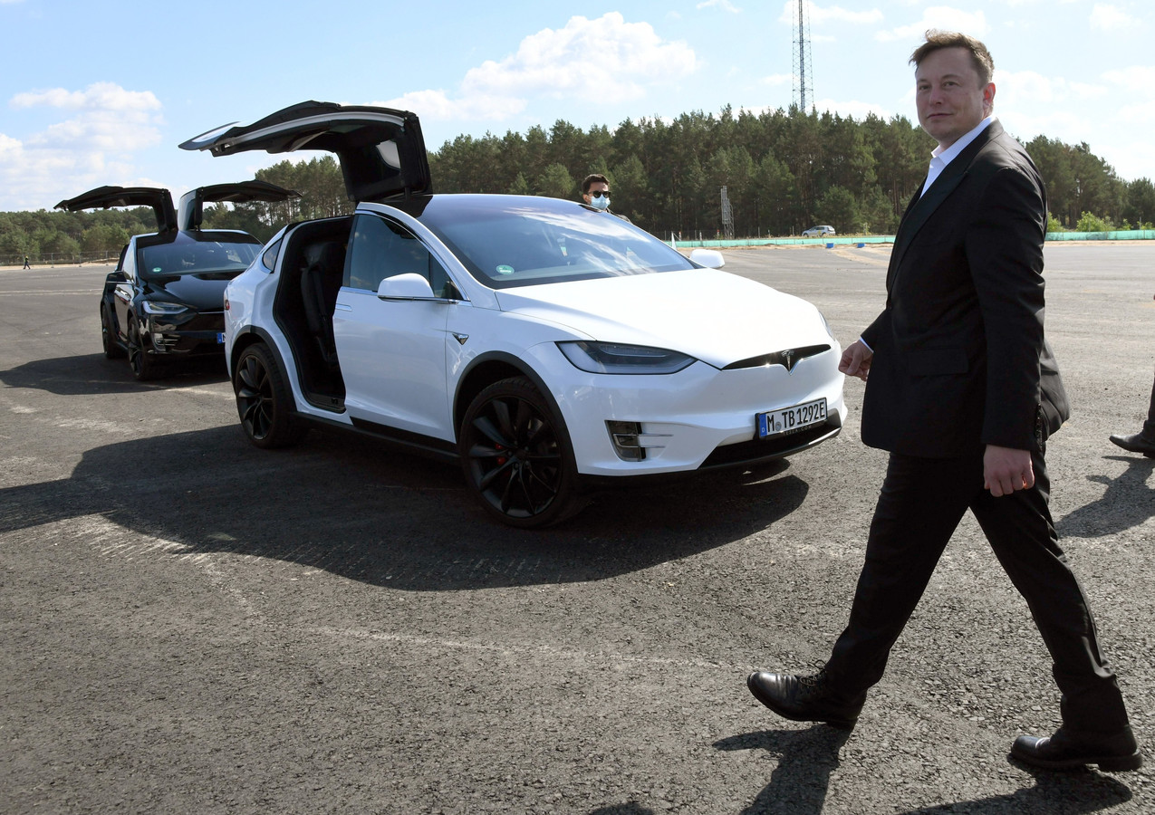 Elon Musk, begin september tijdens een bezoek aan de nog te bouwen Tesla-fabriek in Berlijn