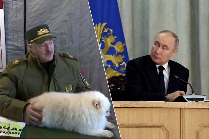 De Wit-Russische president Aleksandr Loekasjenko (links) en zijn Russische ambtsgenoot Vladimir Poetin (rechts).