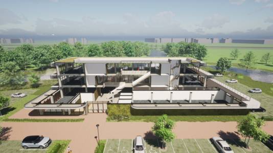 Een impressie van de hightech campus die op landgoed Steenenburg gaat komen.