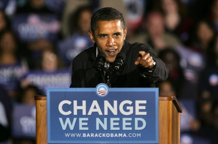 Barack Obama veroorzaakte in 2008 een politieke 'aardverschuiving'.