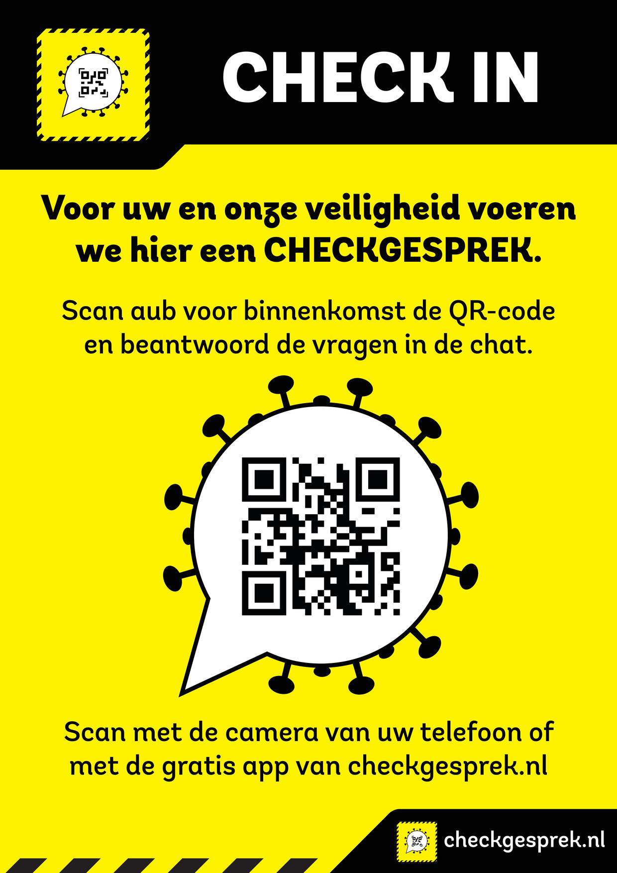 Een kroeg binnenstappen? Dan eerst de corona-check doen. Een nieuwe app moet dat mogelijk maken. Beeld Checkgesprek.nl