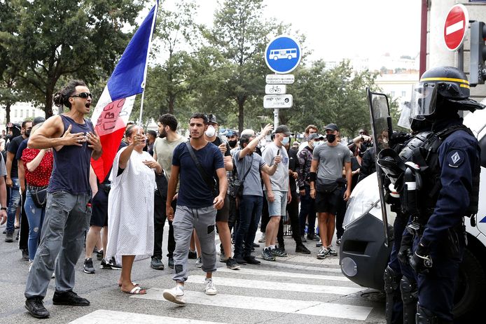 Mensen demonstreerden afgelopen weekend nog tegen de gezondheidspas in Lyon.